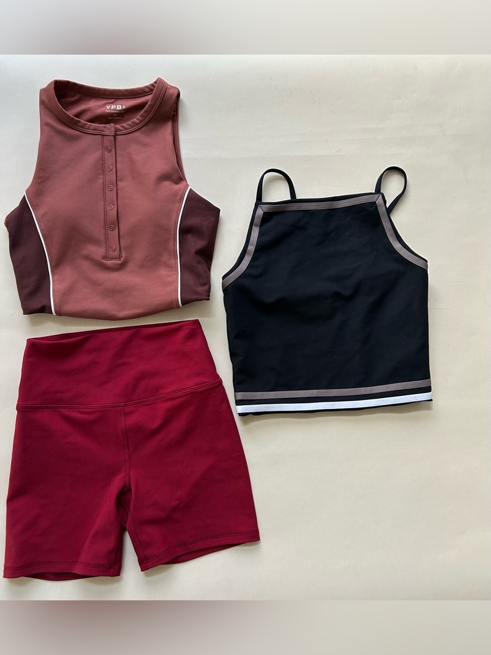 YPB set Crop Tank - Women's Sleeveless Active Top XS shorts S
